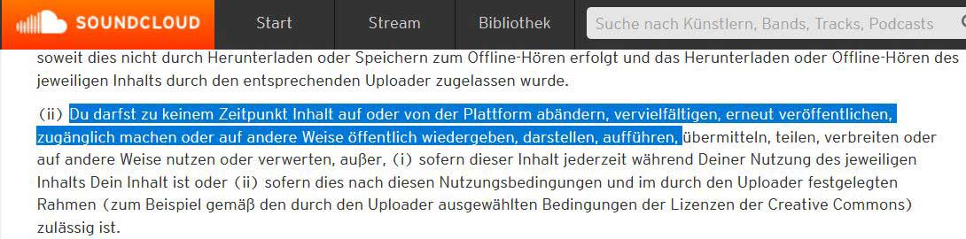 Soundcloud Nutzungsbedingungen